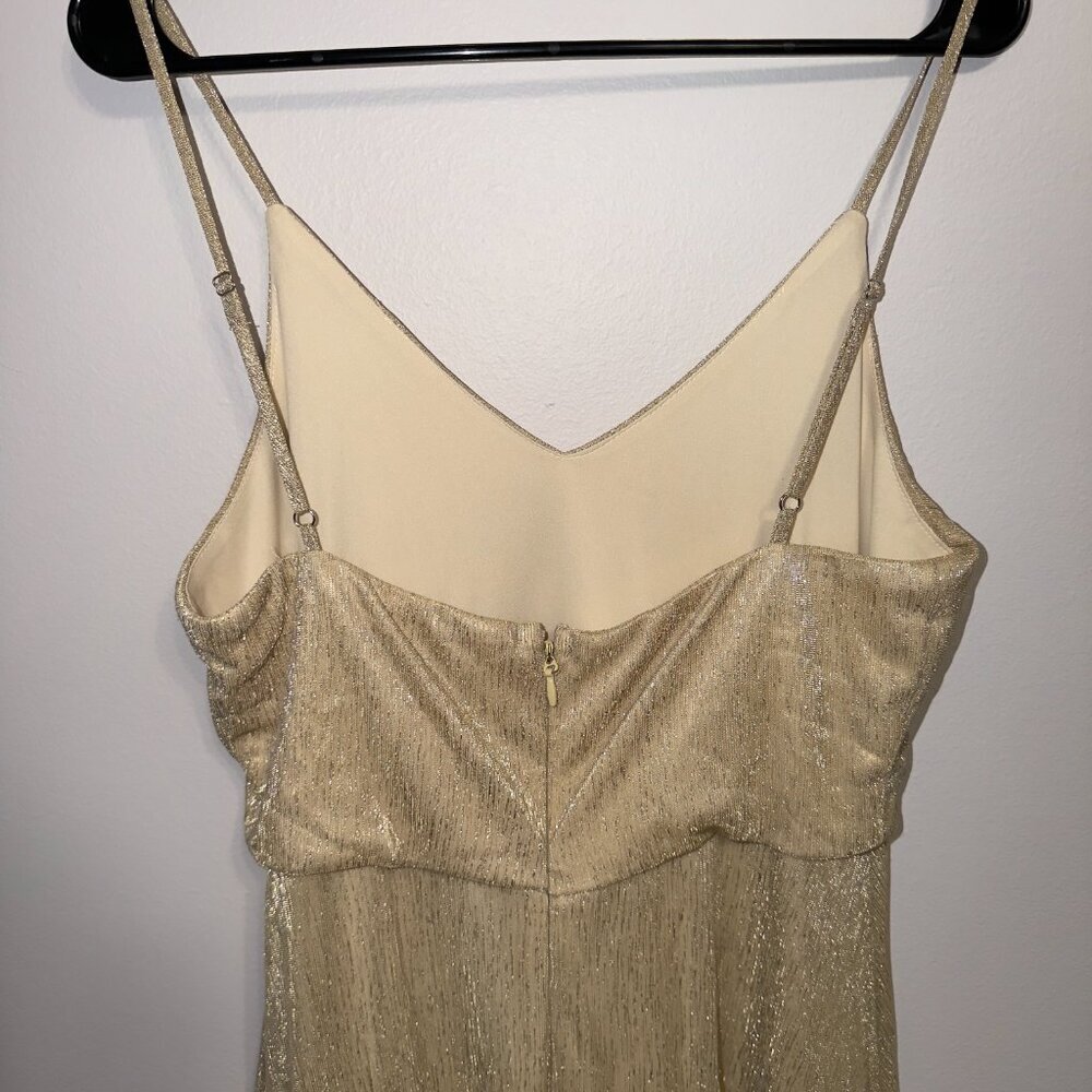 Lulus Gold Shimmer Maxi Dress Size Large Spaghetti Strap Formal - Picture 6 of 7